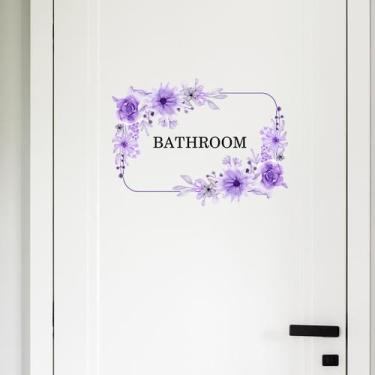 Imagem de Adesivos de parede Purple Flower Bathroom Floral Design PVC - yiweisai