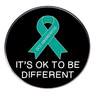 Imagem de Brooch Pin Teal Ribbon OCD Awareness Alloy 3x3cm 7,8g - Yiweisai