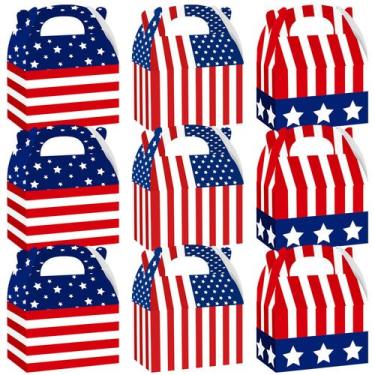 Imagem de Caixas de presente Patriotic Theme 9 peças 15x9x8cm com alça vermelha 
