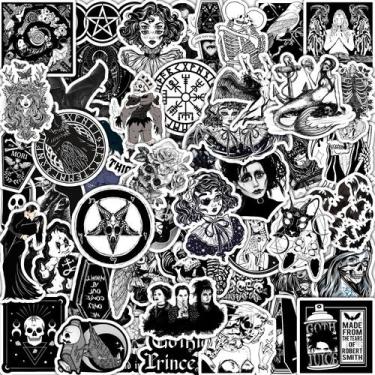 Imagem de Adesivos, 50 unidades/lote, preto e branco, estilo gótico, vinil Water