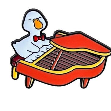 Imagem de Broche Cute Piano Duck, desenho animado, animal, blusa esmaltada - yiw