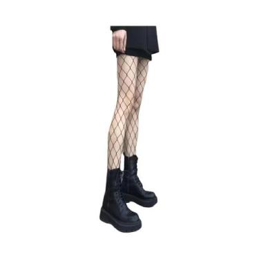 Imagem de Meia-calça Feminina De Cintura Alta, Longa, Sexy, Vazada, De Rede, Pre