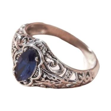 Imagem de Anel Geométrico Vintage De Zircônia Azul Para Mulheres, Joia De Moda P