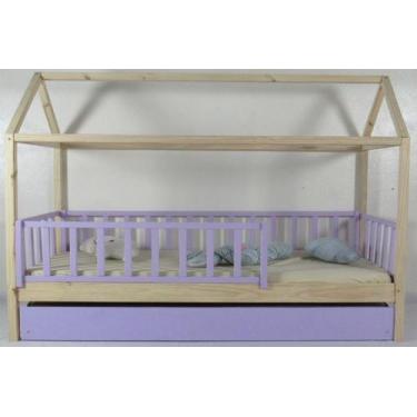 Imagem de Bicama Montessoriana Solteirão Casinha Colorida Madeira Maciça Pinus -