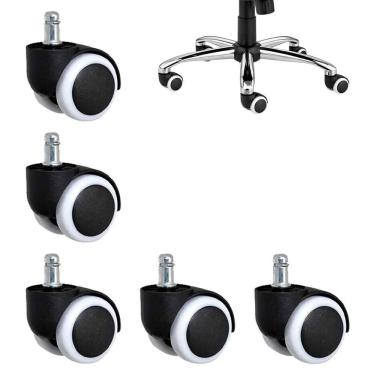 Imagem de Rodinha Giratoria de Cadeira Para Escritorio Kit 5 Uni Ensroscar Resistente Home Office Casa Trabalho Estudo Quarto