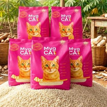 Imagem de Kit 5 Areia Higienica Gato 20Kg Mya Mandioca Natural Antiodor - MyaCat