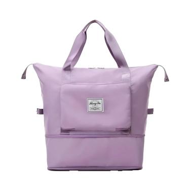 Imagem de Bolsa de Viagem Dobrável Expansível em Tecido Oxford 32X42X22CM Lilás Impermeável com Grande Capacidade Interna