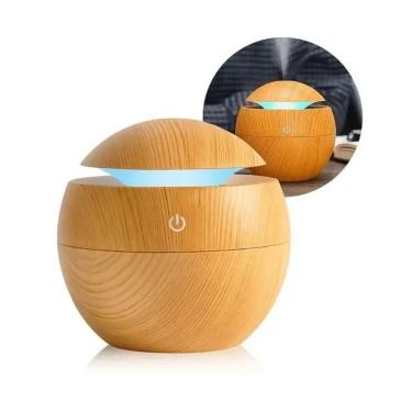 Imagem de Difusor de Óleos Essenciais Design Madeira Usb 7 Cores com Tecnologia Ultrassônica e Ca...