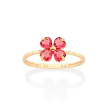 Imagem de Anel Rommanel Skinny Flor Folheado Ouro com Cristais 513379, 12, Doura