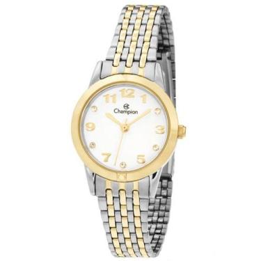 Imagem de Relógio CHAMPION feminino prata dourado strass CH24866B