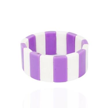 Imagem de Pulseira feminina miçangas listrada lilás - Brimatto