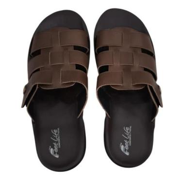 Imagem de Chinelo masculino feet life slide anatômico ortopédico lm100, 41, Pret