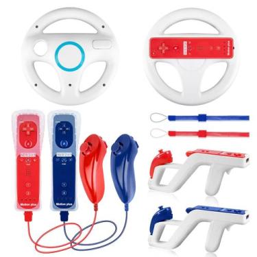 Imagem de Kit de Jogos YICMY 8 Peças Controles Wii Volantes e Pistolas
