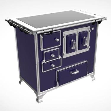 Imagem de Fogão A Lenha Venâncio Tradicional Nº2 Vitrocerâmico Azul Com Gabinete