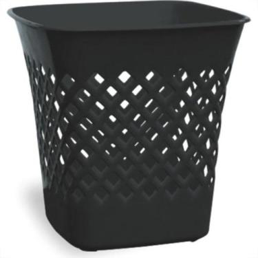 Imagem de Cesto Papeleiro Plastico Shangri-La Quadrado Preto 24X24Cm