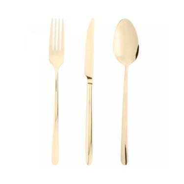 Imagem de WOLFF Faqueiro de Aço Inox Viena Dourado 54 Peças Com Caixa Litografada - Jogos de Talheres - Mesa Posta - Utensílios de Cozinha, Enxoval, Casamento, Decoração