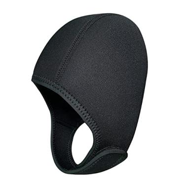 Imagem de YIJU Boné de natação, proteção auricular, capuz de durável e flexível de neoprene, bonés de natação para mulheres, homens, crianças, adultos, PRETO