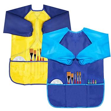 Imagem de BAHABY Kids Art Smocks 2 Pack Painting Smock with Long Sleeve and 3 Pockets for Age 3-8