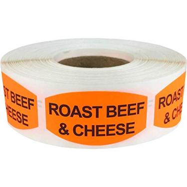 Imagem de Etiquetas de alimentos da loja de supermercado de carne e queijo, 1,75 x 1,375 polegadas, formato oval, 500 adesivos no total