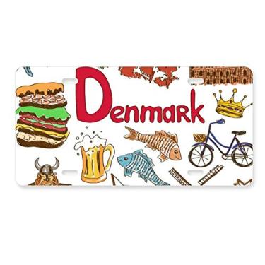 Imagem de DIYthinker Placa de licença bandeira nacional de animais da Dinamarca Landscap Acessório de aço inoxidável para decoração de carro