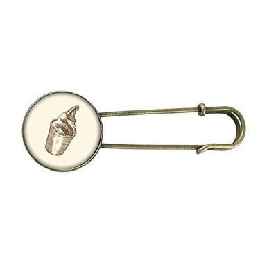 Imagem de Marrom mão esboço copo sorvete retrô broche de metal clipe jóias