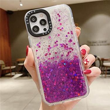 Imagem de Capas para iPhone 14 13 12 11 Pro Max Mini X XS XR 7 8 14 Plus capa de telefone com glitter e amor, roxa, para iPhone 8