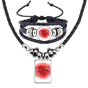 Imagem de Conjunto de joias de pulseira de couro com ilustração de peixe dourado da cultura japonesa