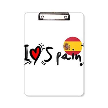 Imagem de I Love Spain Bandeira da Palavra Love Coração Ilustração Prancheta Pasta Bloco de Escrita Placa de Apoio A4