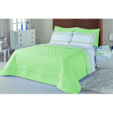 Imagem de Kit Vivara Casal 5 Peças Tecido Superior Percal 150 Fios Mellindre Verde Agua Padrão Tecido