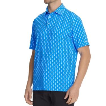 Imagem de YAMXDM Camisetas masculinas de golfe com listras refletivas que absorvem a umidade, ajuste seco e elástico em 4 direções, Blue Lady Liberty, 3G