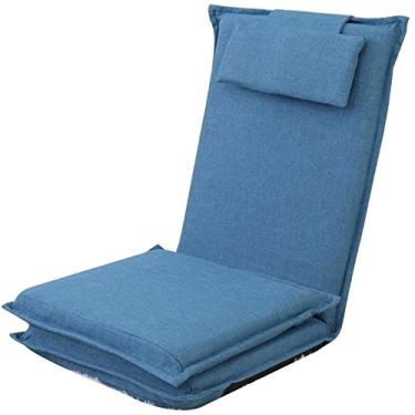 Imagem de Cadeira de chão confortável, sofá de lazer preguiçoso, encosto longo, dobrável, espreguiçadeira, 5 engrenagens, ajustável, removível e lavável, cadeira de meditação para janela de sacada, quarto, bege