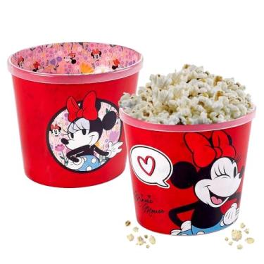 Imagem de Kit 2 Pote Pipoca da Minnie Retro Vermelho 2.1L Plasútil de Plástico para Crianças