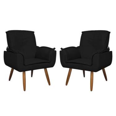 Imagem de Kit 02 Poltronas Decorativa Emília Plus Suede Várias Cores - Ds Estofa