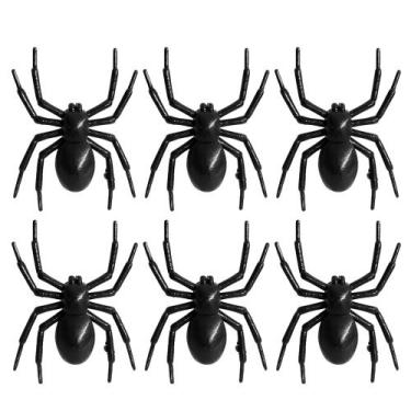 Imagem de Decoração Festa Halloween Dia Bruxas 6 Aranhas de Plástico - Toy Maste