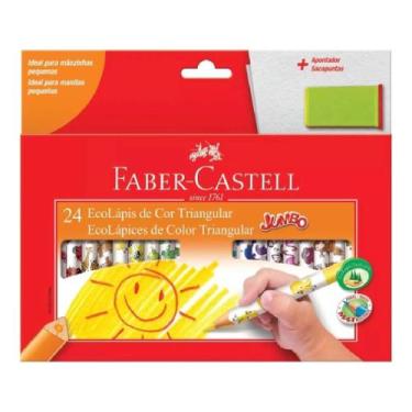 Imagem de Lápis De Cor Triangular Jumbo 24 Cores 1 Apontador - Faber-Castell, Ju