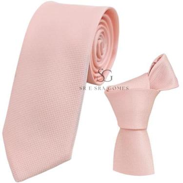 Imagem de Gravata salmão tecido trabalhado quadradinho para padrinhos e eventos 