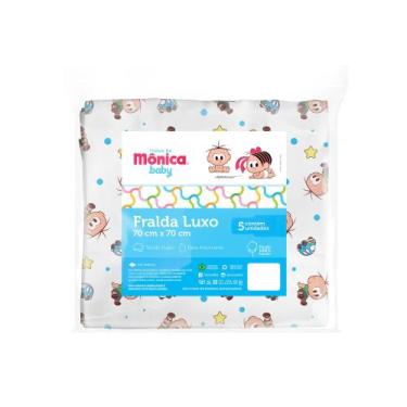 Imagem de Fralda de pano p/ bebê luxo estampada t. da mônica 5-unidades incomfra