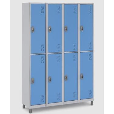 Imagem de Roupeiro Aço 8 Portas Grande 191x128x40Cm Vestiário - W3, Azul