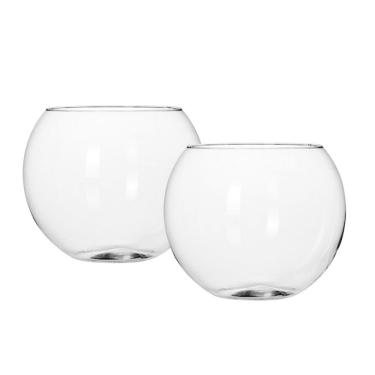 Imagem de Kit 2 Vasos Vidro Redondo Tipo Aquário 1,5 Litros Decoração E Terrários - Mistral 