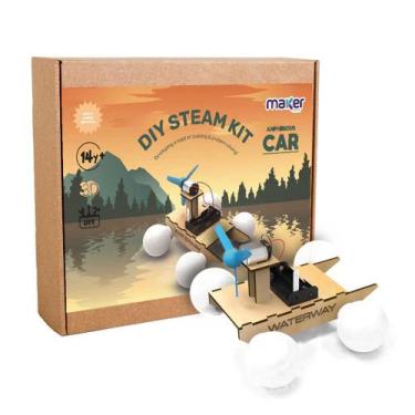 Imagem de Brinquedo Educativo Kit de Robótica STEM Montagem Carro Anfíbio MDF - 