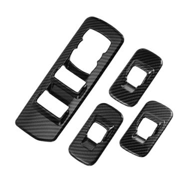 Imagem de REPAIROCK 1 conjunto de guarnição de painel de interruptor de janela frontal traseira para Ford F-150 2015-2020 Master Power Window Switch Cover Trim Fibra de carbono ABS Preto