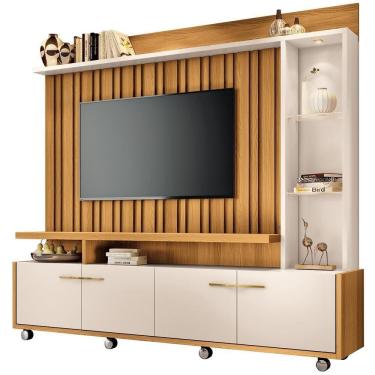 Imagem de Estante Painel Para Tv 60 Pol Com Led Ian B01 Cinamomo Off White