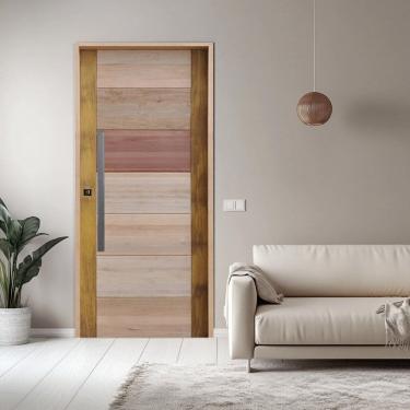 Imagem de Porta Batente Eucalipto 14 Puxador Barra chata 80cm X 82cm X 210cm Direito Rodam 3B