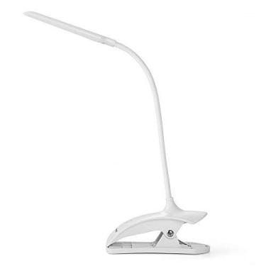 Imagem de Cweopo Luminária De Mesa Com Clipe, Conjunto Lâmpadas Led, Tomada Usb, Abajur Branco Moderno, Pescoço Ganso, Luz Regulável, Base Sensor Toque, Interruptor, Bateria Carregamento, Escritório, Quarto,