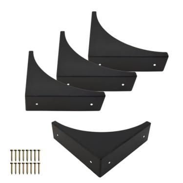 Imagem de Hetyskluy Protetor De Canto Preto, Protetores Metal Para Móveis, Mesa Decorativo Antigo, Caixas Proteção Segurança Bordas, Porta Celeiro, Estrutura Madeira, Mesa, Acessórios Ferragens 4 Peças (Preto