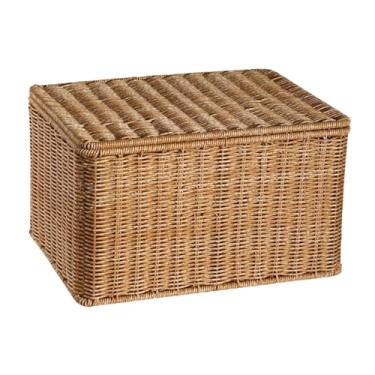 Imagem de Fenteer Sundries Organizer Basket Sundries Recursista com tampa de armazenamento decorativo BINCELAR CORTE para BEYS de COMPANTAÇÃO de COZINHA BOTORES, L