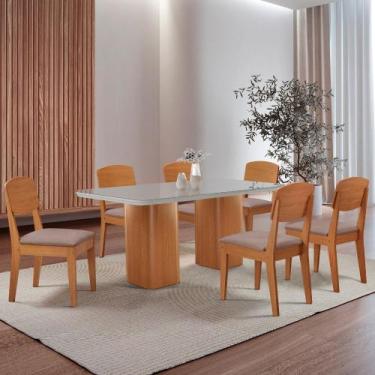 Imagem de Mesa de Jantar Eloise 180cm Tampo MDF Vidro com 6 Cadeiras Copper Mode