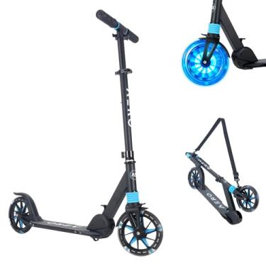 Imagem de Scooter Aero para crianças de 6 a 12 anos e adolescentes | Rodas grandes iluminadas e absorção de choque | Patinete de 2 rodas para meninos e meninas | Dobrável e ajustável em altura, máximo de 79,8