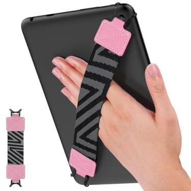 Imagem de MoKo Alça de mão de segurança para tablet de 9 a 11 polegadas - iPad/Pro/iPad Air/Kindle Fire HD/Samsung/Lenovo, alça de mão versátil de alta elasticidade, leve, suporte de dedo, rosa