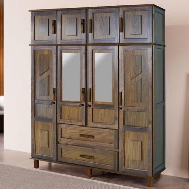Imagem de Guarda-Roupa Casal Suécia Madeira Maciça 8 Portas 2 Gavetas com Espelh
